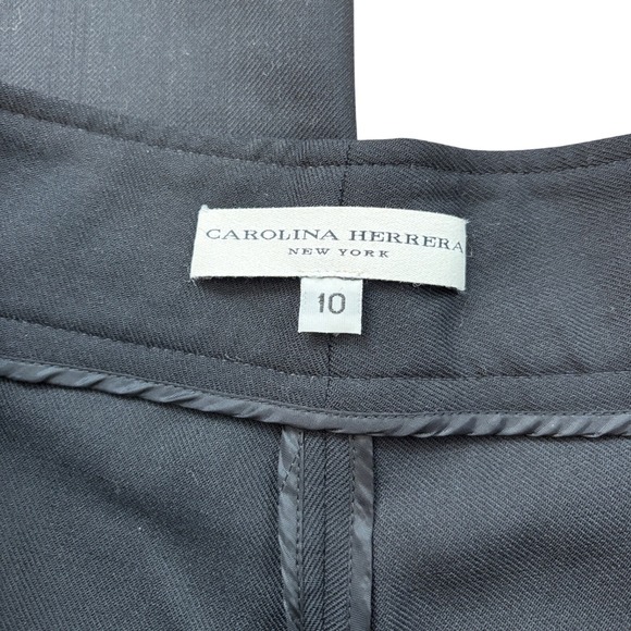 Carolina Herrera New York Black Virgin Wool Wide Leg Trousers Pants Italy 10 - Picture 6 of 8